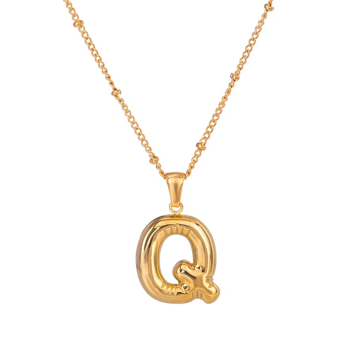 1 Piece Simple Casual Style Letter Q Shape Stainless Steel  Gold Color Women's Pendant Necklace 